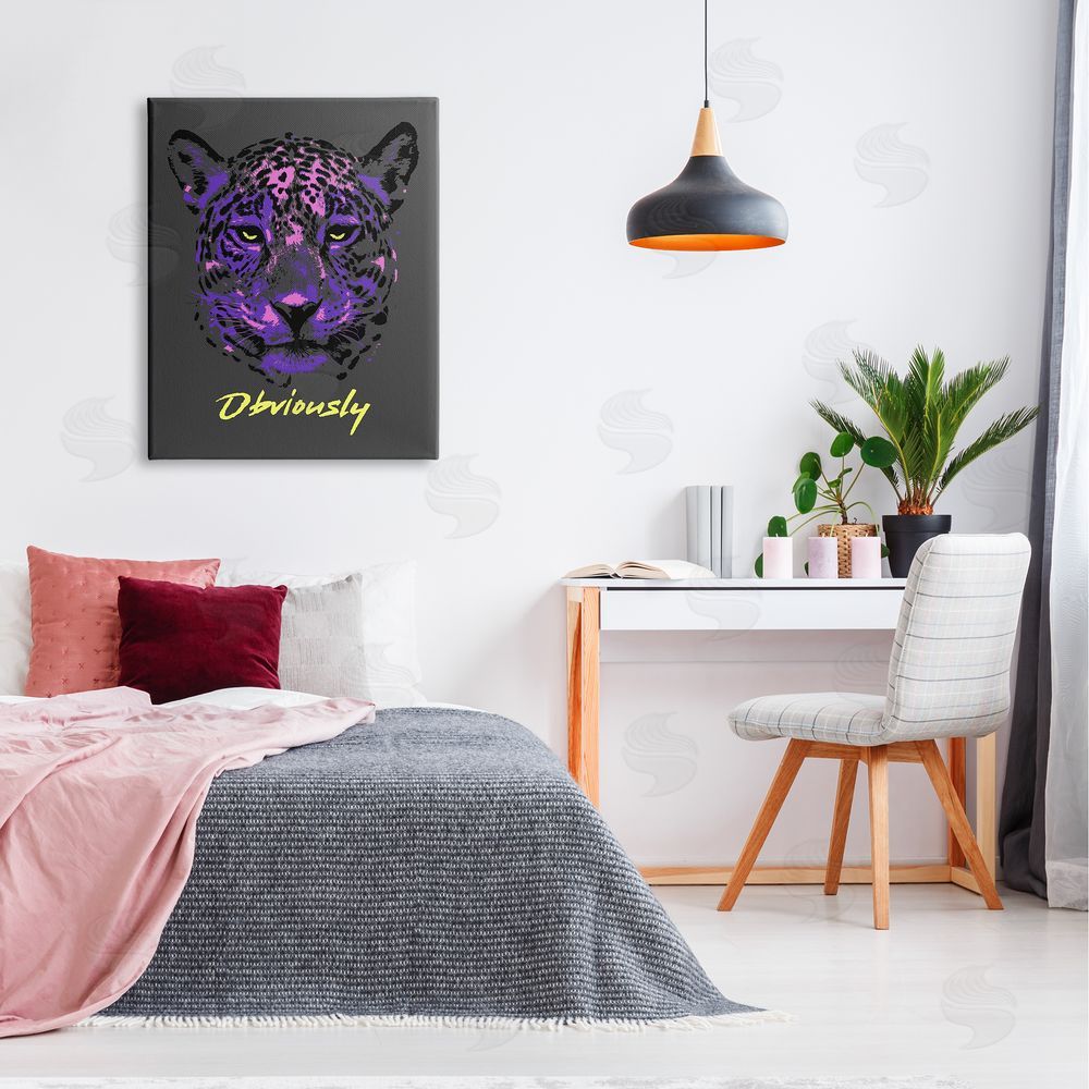 House of Lulu Obviously Purple Leopard Canvas Wall Art Print in Room