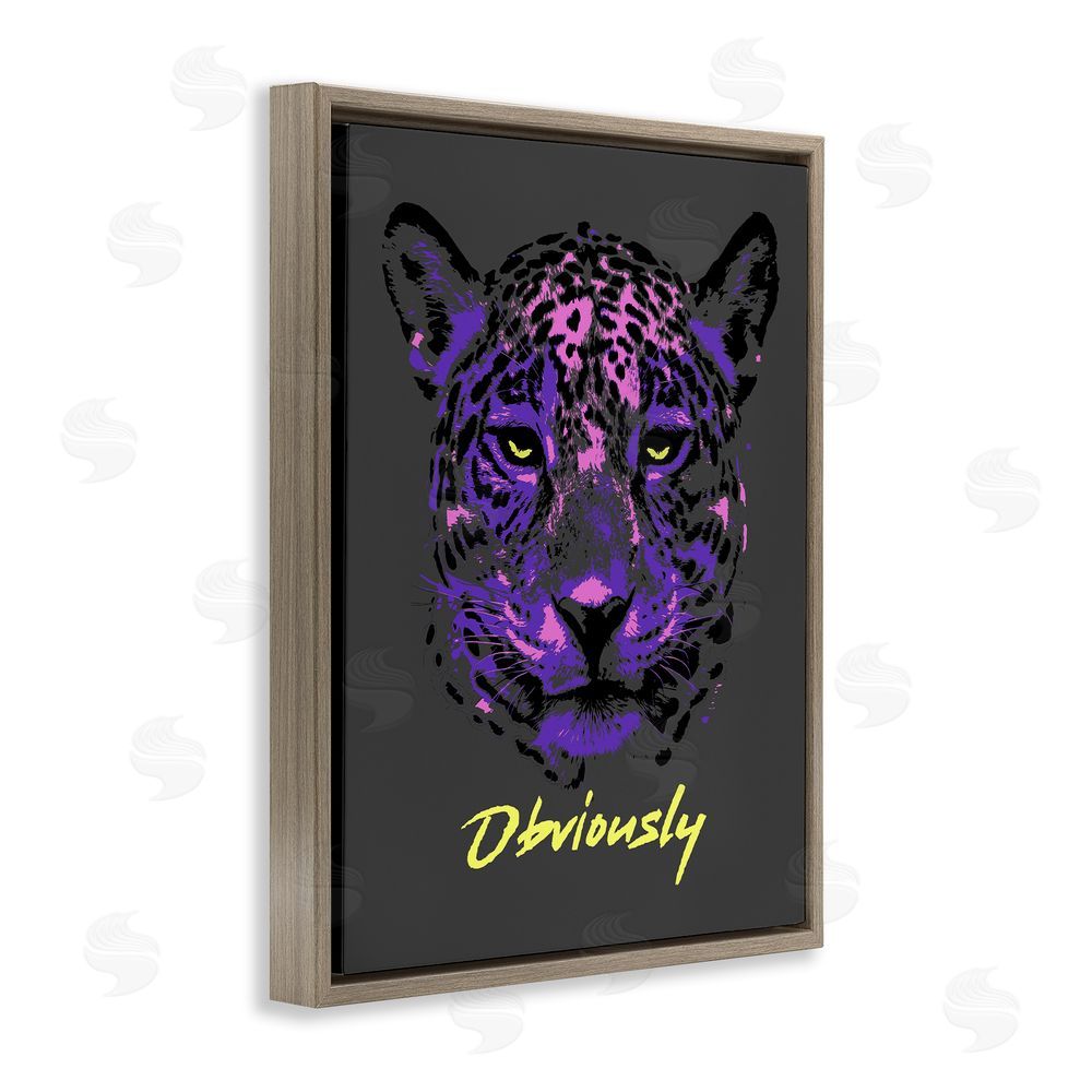 House of Lulu Obviously Purple Leopard Brown Floating Frame Canvas Wall Art Print