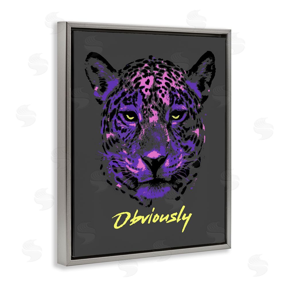 House of Lulu Obviously Purple Leopard Grey Floating Frame Canvas Wall Art Print