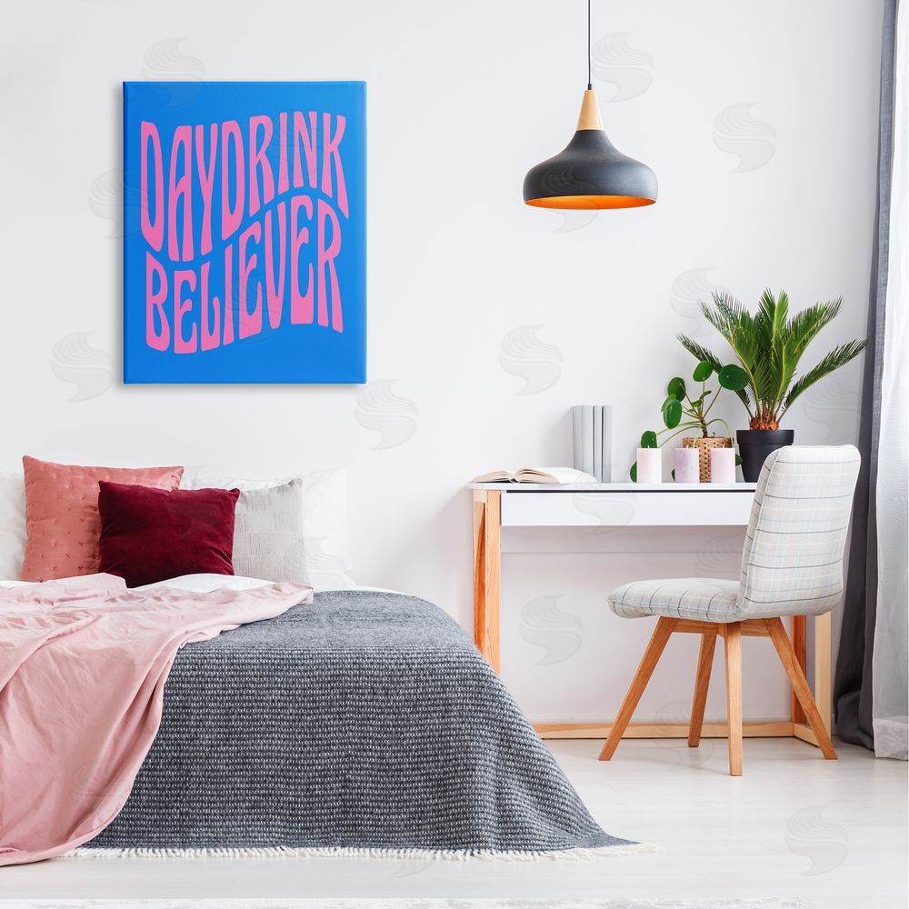 House of Lulu Blue Day Drink Believer Canvas Wall Art Print in Room
