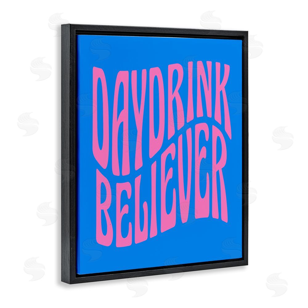 House of Lulu Blue Day Drink Believer Black Floating Frame Canvas Wall Art Print