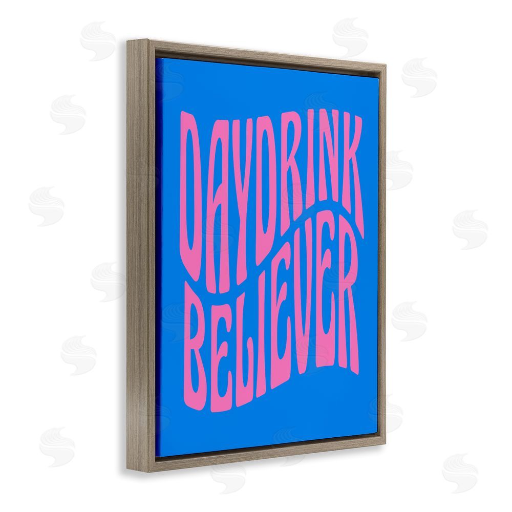 House of Lulu Blue Day Drink Believer Brown Floating Frame Canvas Wall Art Print