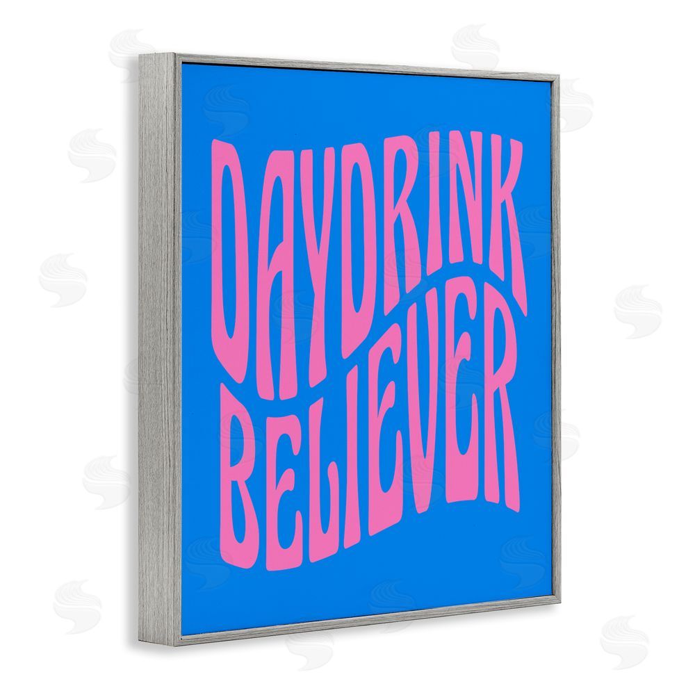 House of Lulu Blue Day Drink Believer Gray Framed Giclee Wall Art Print