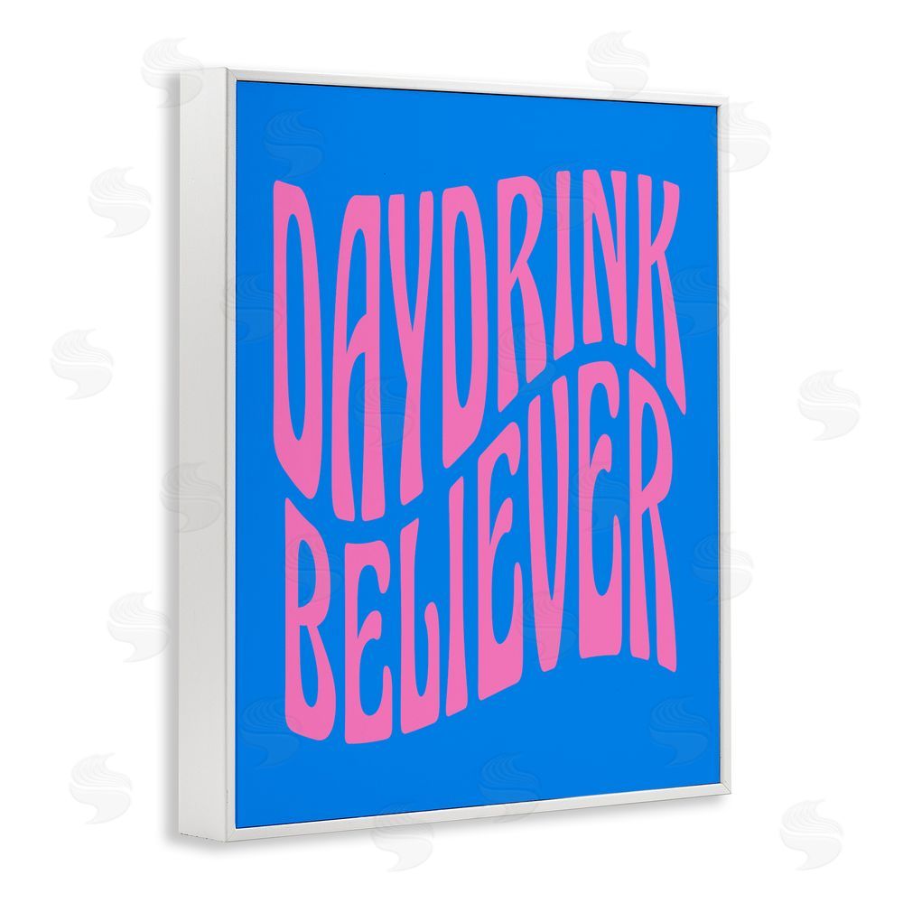 House of Lulu Blue Day Drink Believer White Framed Giclee Wall Art Print