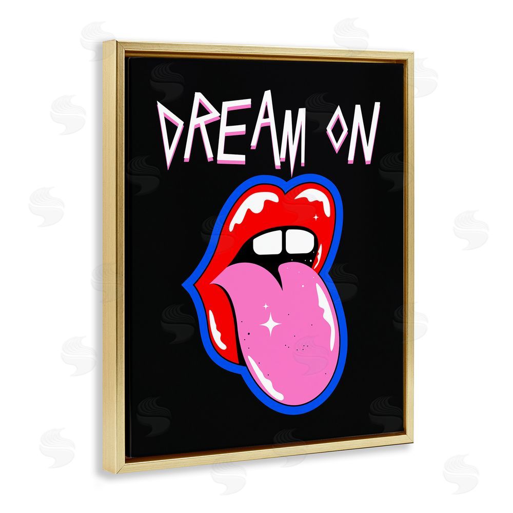House of Lulu Dream On with Music Symbol Gold Floating Frame Canvas Wall Art Print