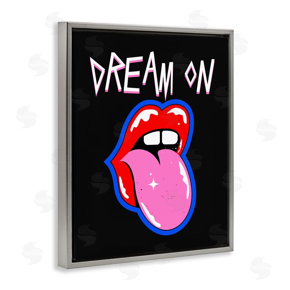 House of Lulu Dream On with Music Symbol Grey Floating Frame Canvas Wall Art Print