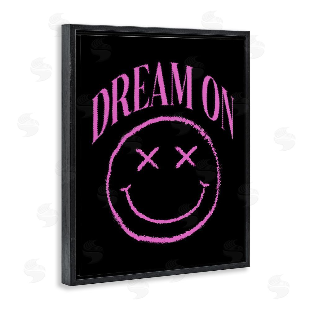 House of Lulu Dream On Pink Smiley Black Floating Frame Canvas Wall Art Print