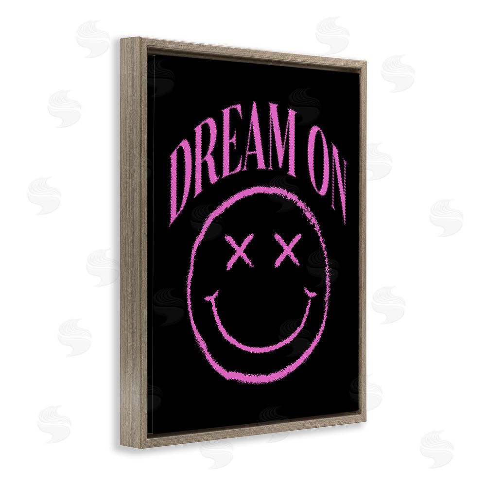 House of Lulu Dream On Pink Smiley Brown Floating Frame Canvas Wall Art Print