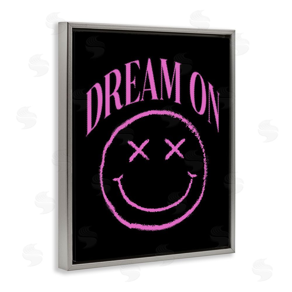 House of Lulu Dream On Pink Smiley Grey Floating Frame Canvas Wall Art Print