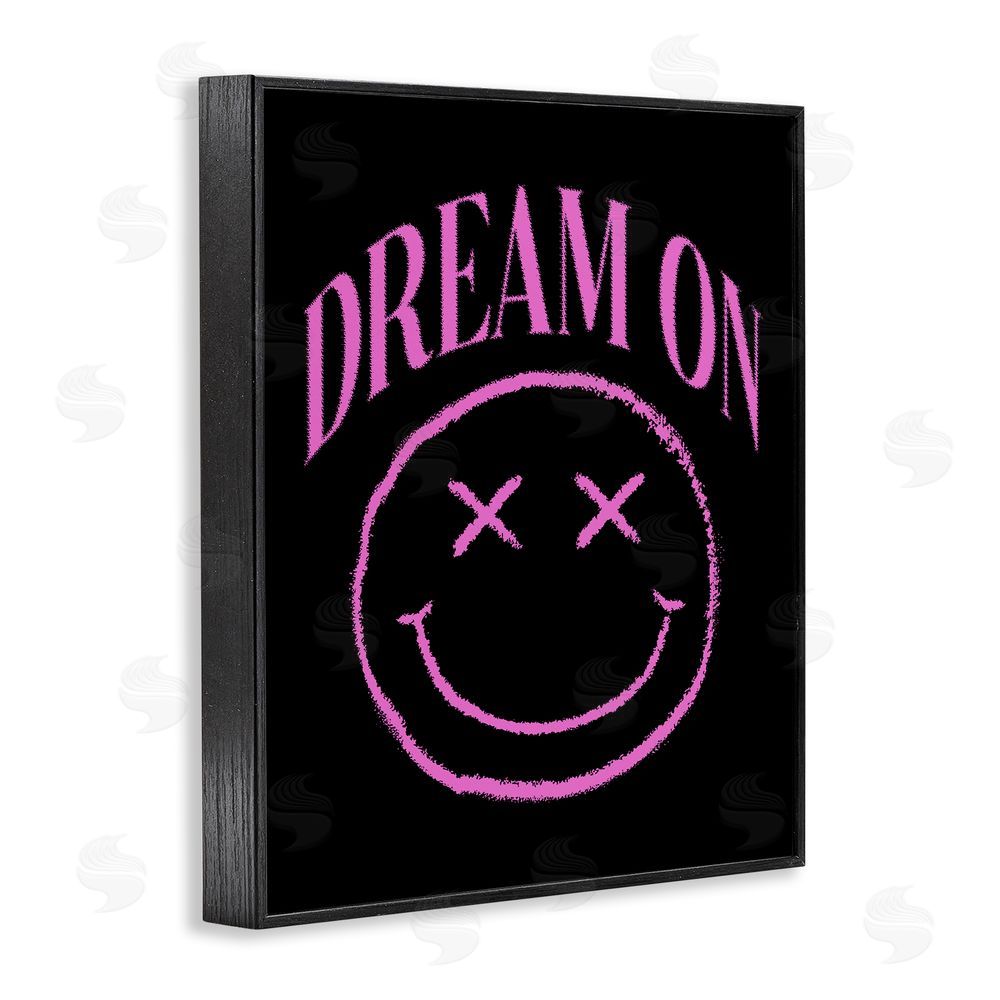 House of Lulu Dream On Pink Smiley Black Framed Giclee Wall Art Print