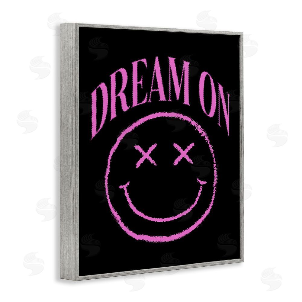 House of Lulu Dream On Pink Smiley Gray Framed Giclee Wall Art Print