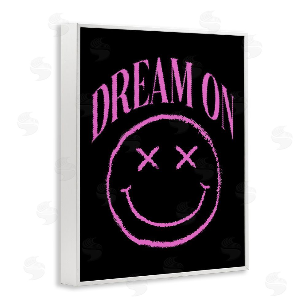 House of Lulu Dream On Pink Smiley White Framed Giclee Wall Art Print