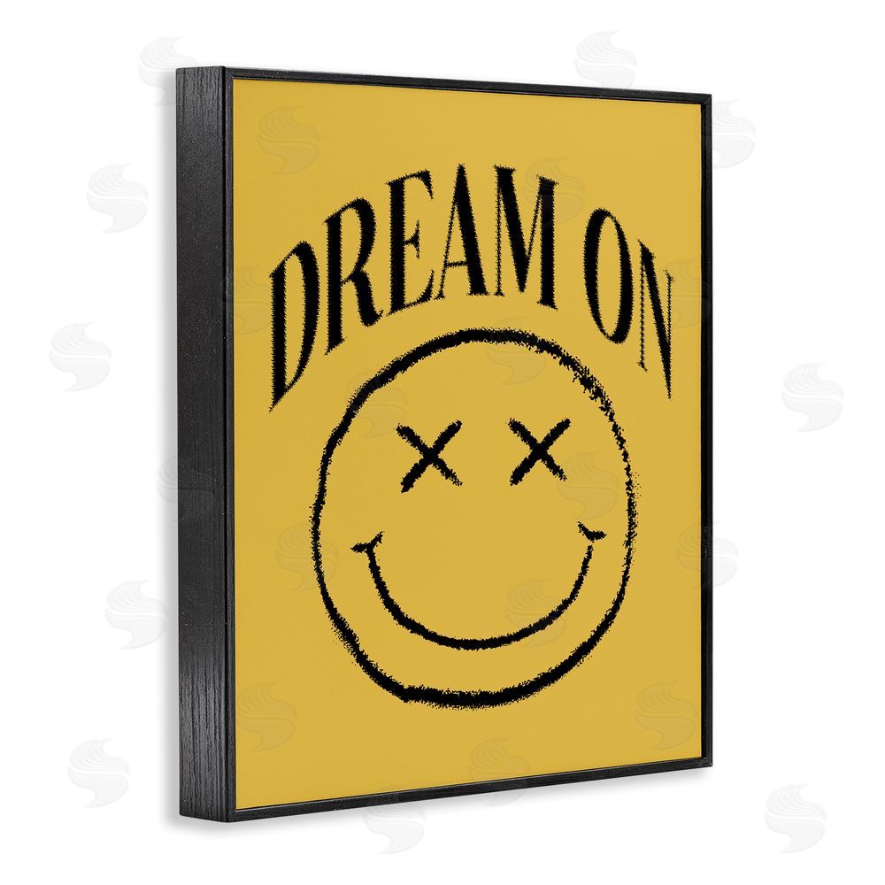 House of Lulu Dream On Yellow Smiley Black Framed Giclee Wall Art Print