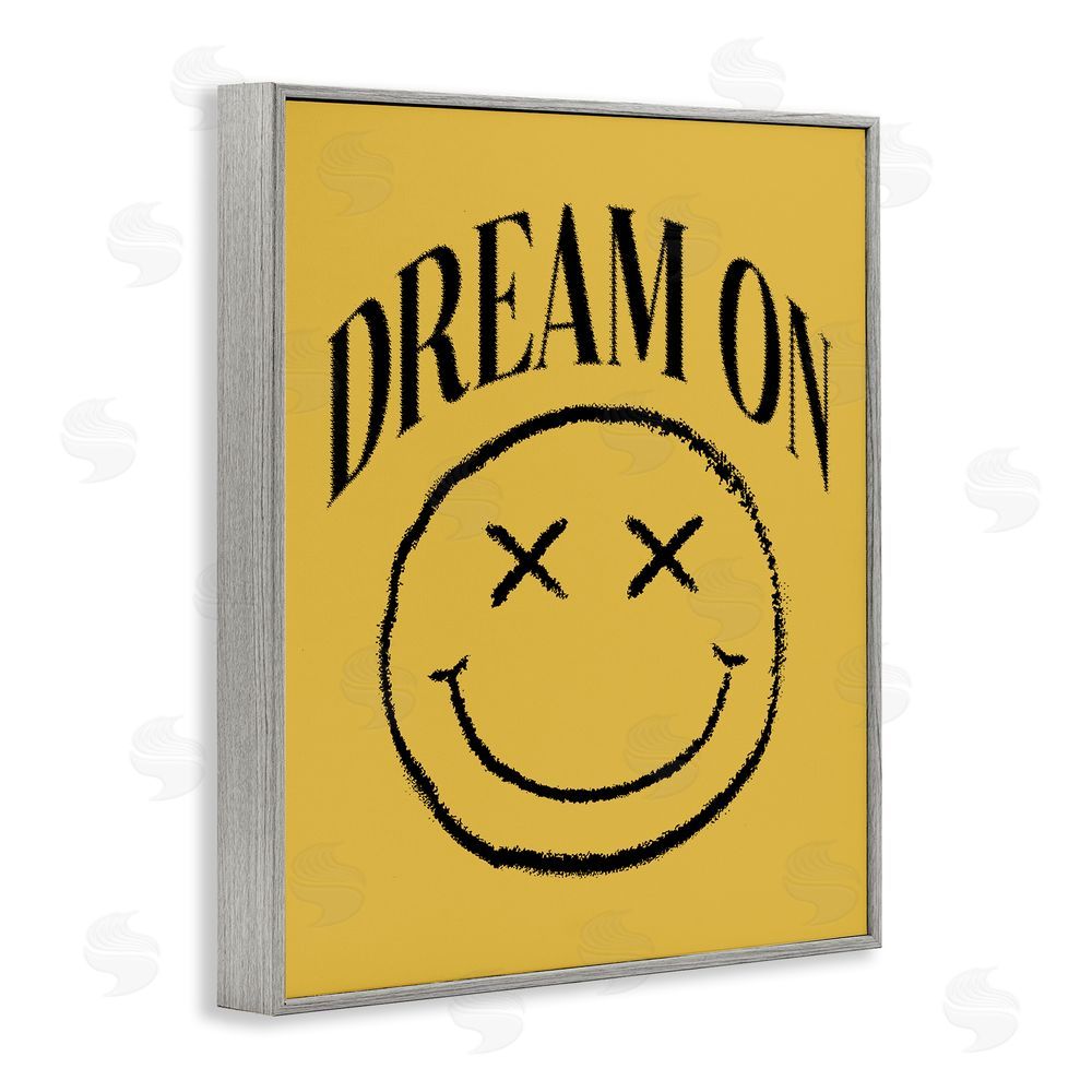 House of Lulu Dream On Yellow Smiley Gray Framed Giclee Wall Art Print