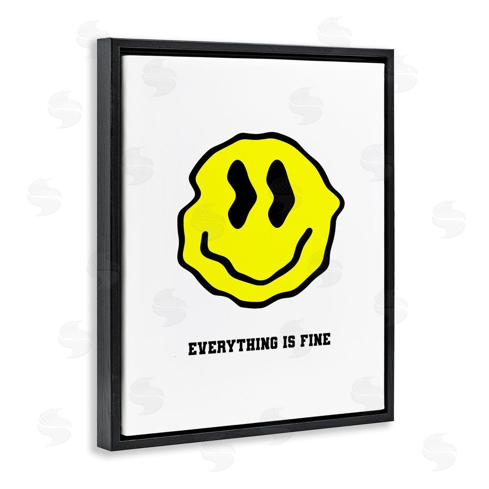 House of Lulu Everything is Fine Smiley Black Floating Frame Canvas Wall Art Print