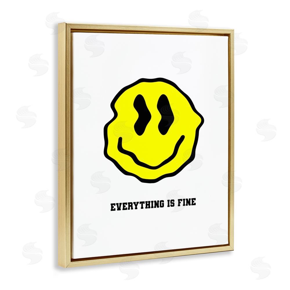 House of Lulu Everything is Fine Smiley Gold Floating Frame Canvas Wall Art Print