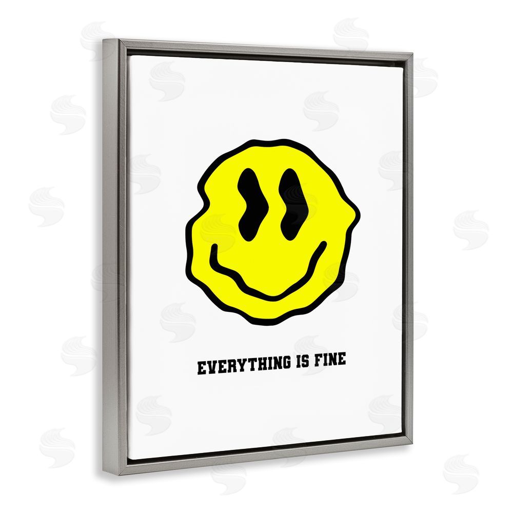 House of Lulu Everything is Fine Smiley Grey Floating Frame Canvas Wall Art Print
