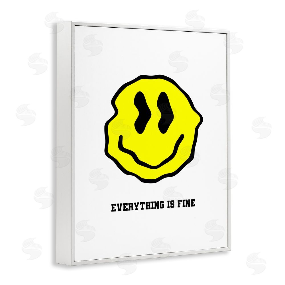 House of Lulu Everything is Fine Smiley White Framed Giclee Wall Art Print