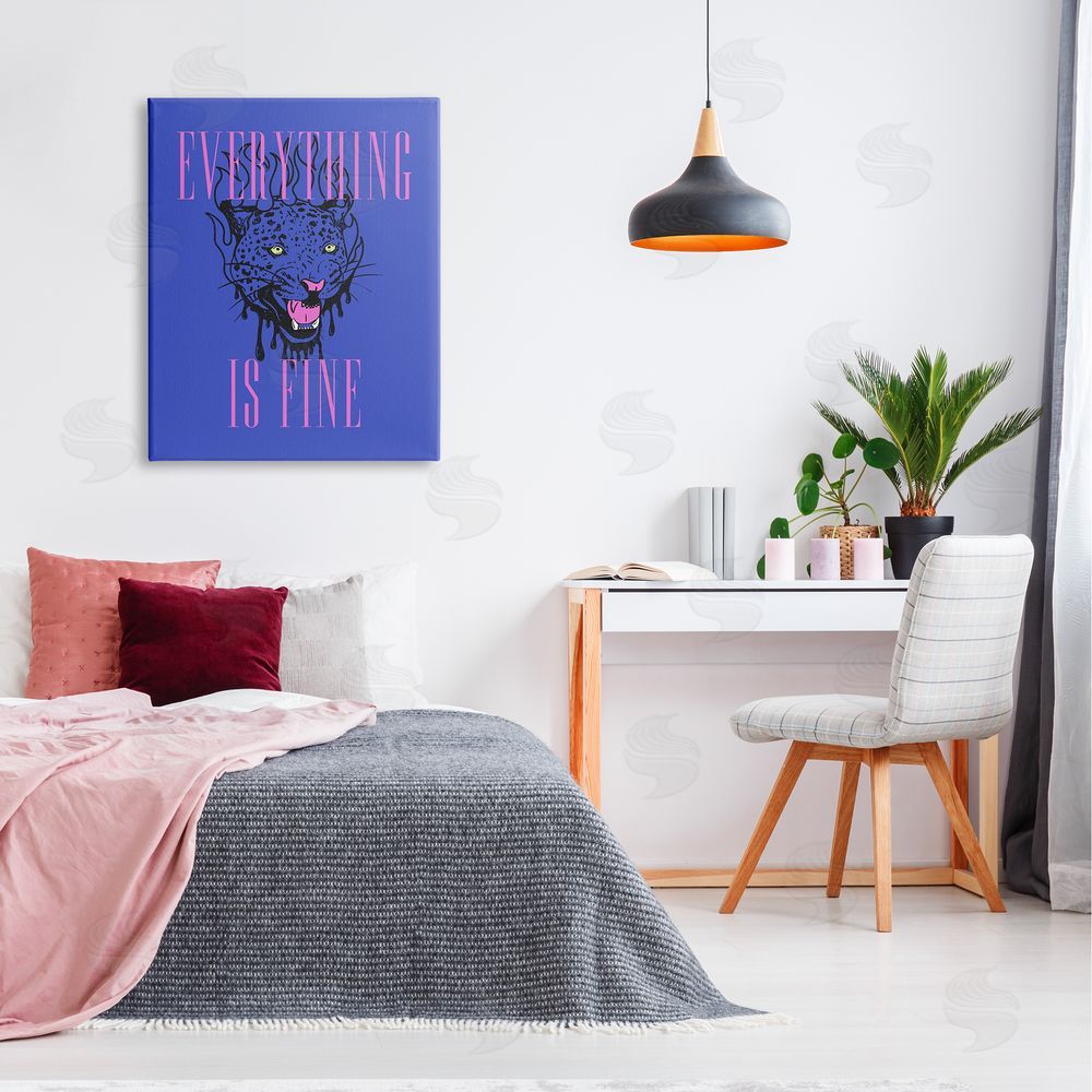 House of Lulu Everything is Fine Leopard Canvas Wall Art Print in Room