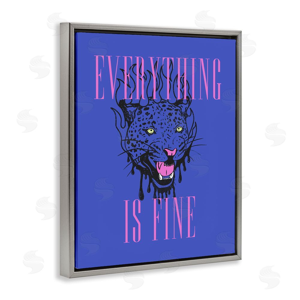 House of Lulu Everything is Fine Leopard Grey Floating Frame Canvas Wall Art Print
