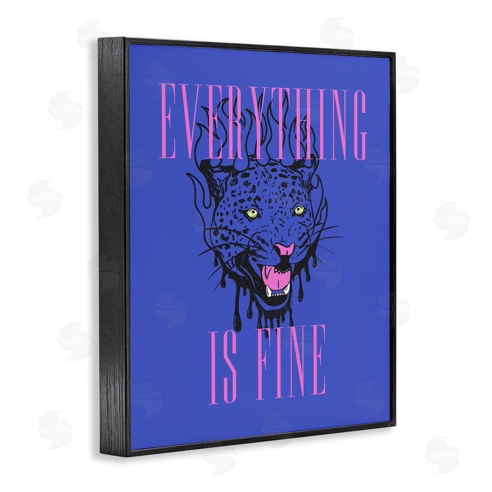 House of Lulu Everything is Fine Leopard Black Framed Giclee Wall Art Print