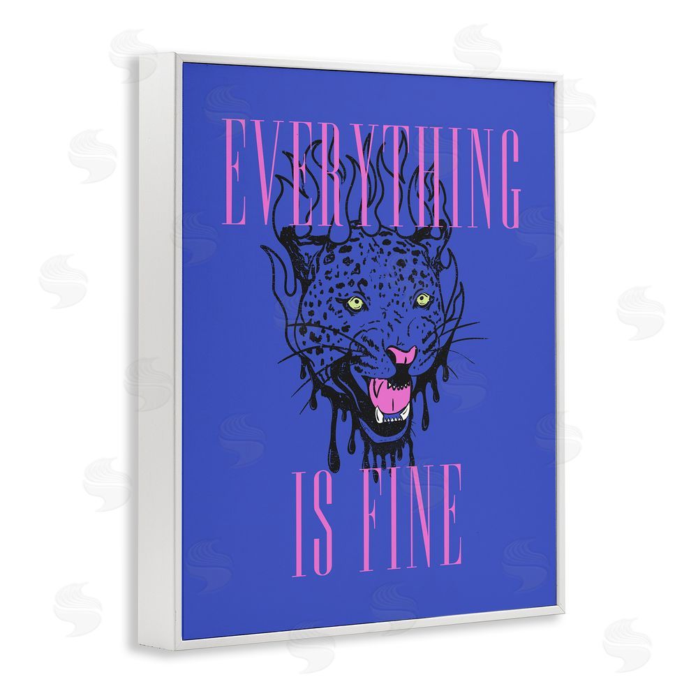 House of Lulu Everything is Fine Leopard White Framed Giclee Wall Art Print