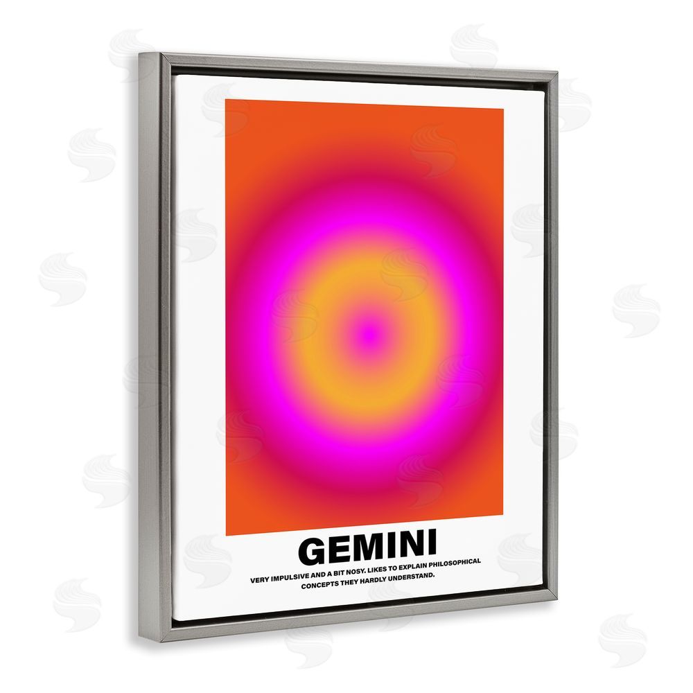 House of Lulu Funny Gemini Astrology Grey Floating Frame Canvas Wall Art Print