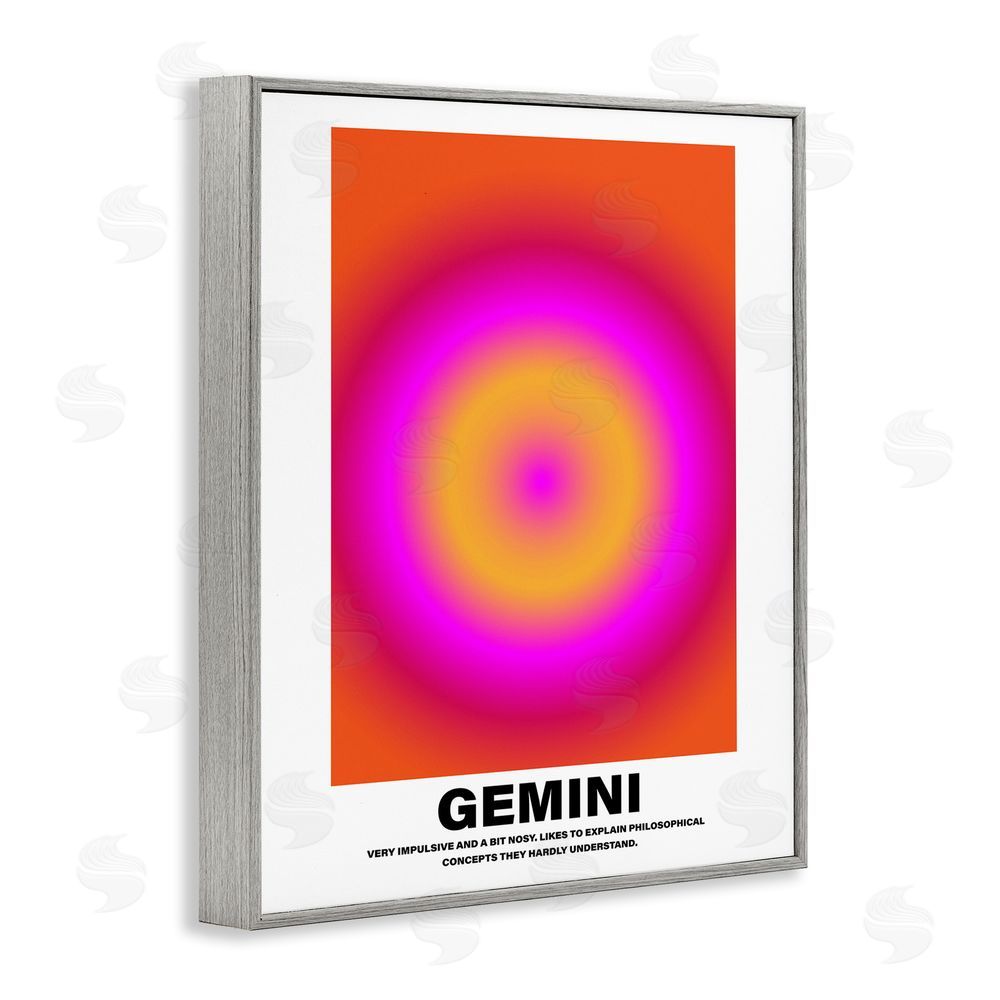House of Lulu Funny Gemini Astrology Gray Framed Giclee Wall Art Print