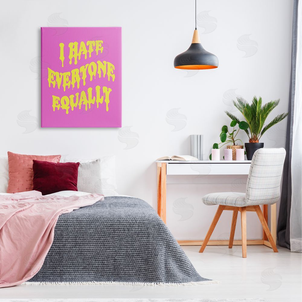 House of Lulu Hate Everyone Drip Phrase Canvas Wall Art Print in Room