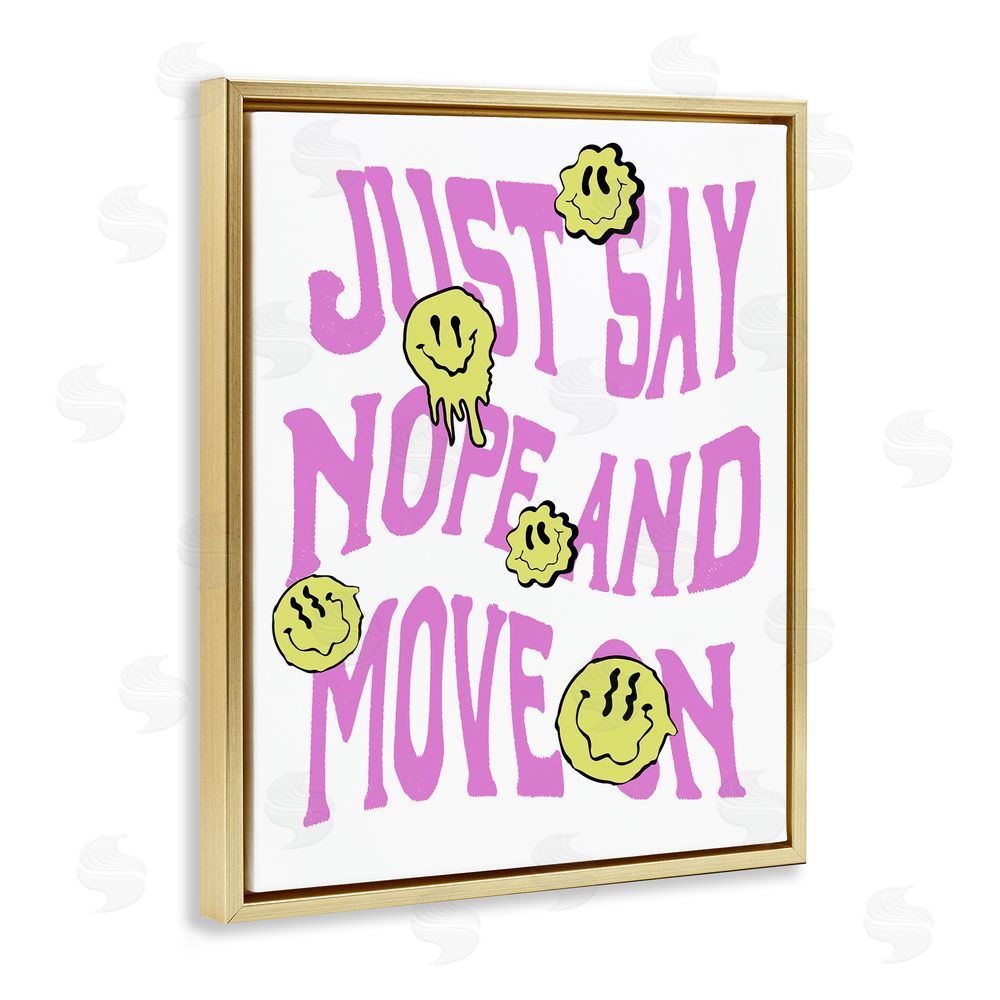 House of Lulu Just Say Nope Phrase Gold Floating Frame Canvas Wall Art Print