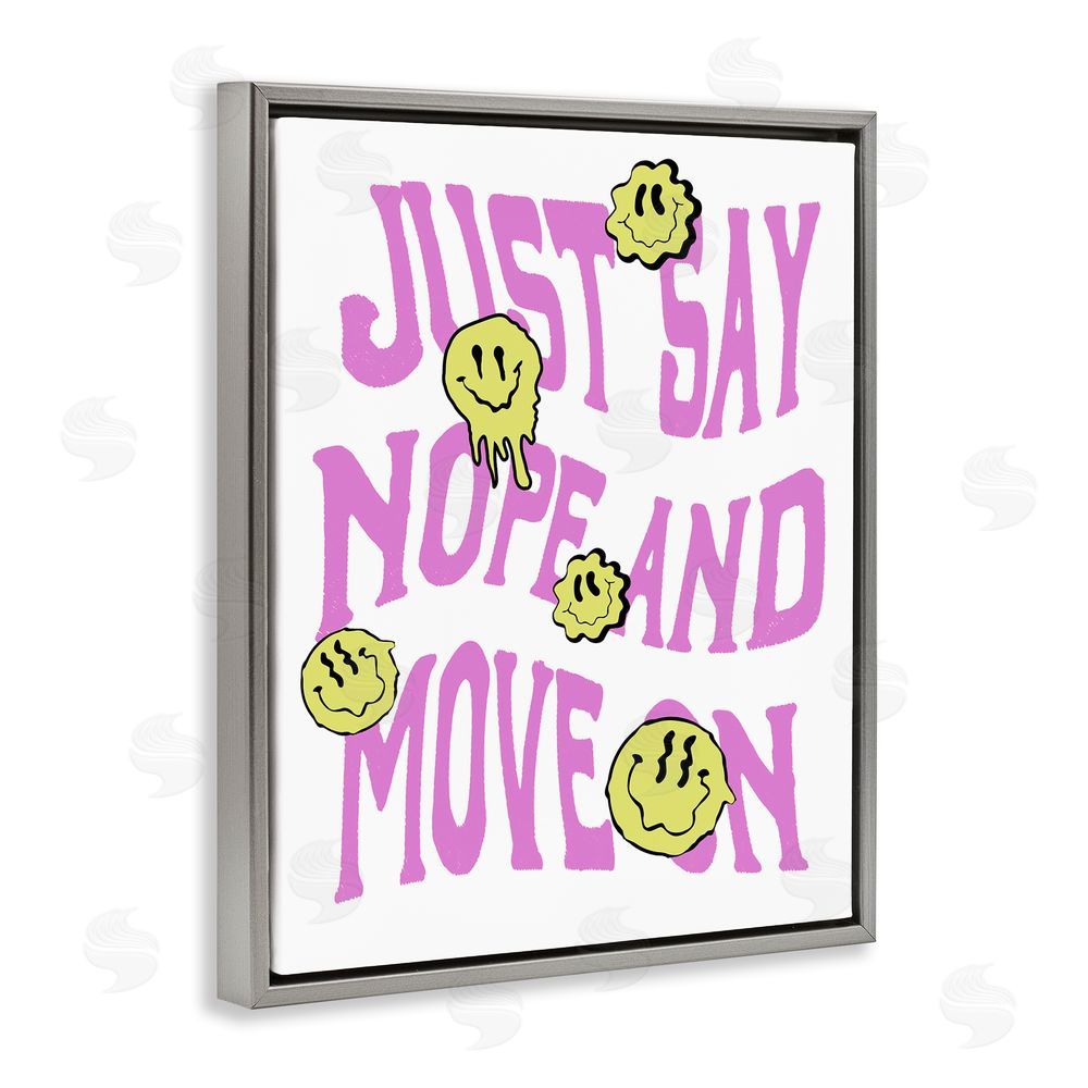 House of Lulu Just Say Nope Phrase Grey Floating Frame Canvas Wall Art Print