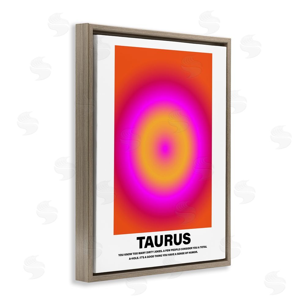 House of Lulu Funny Taurus Astrology Brown Floating Frame Canvas Wall Art Print