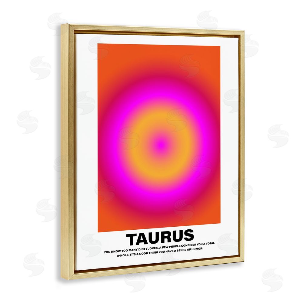 House of Lulu Funny Taurus Astrology Gold Floating Frame Canvas Wall Art Print