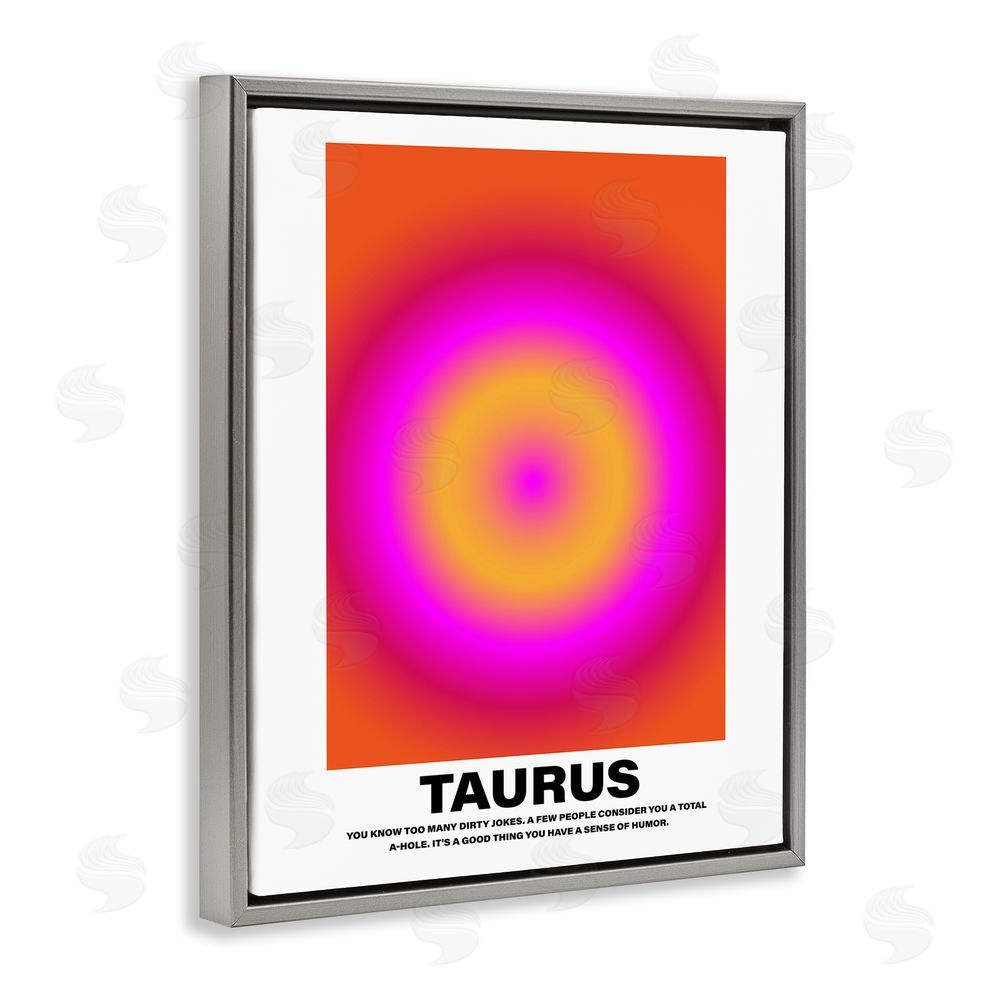 House of Lulu Funny Taurus Astrology Grey Floating Frame Canvas Wall Art Print