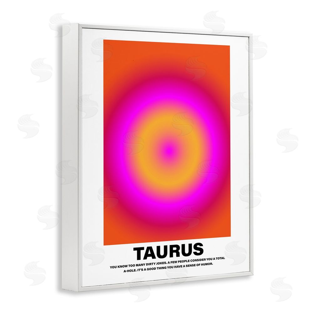 House of Lulu Funny Taurus Astrology White Framed Giclee Wall Art Print