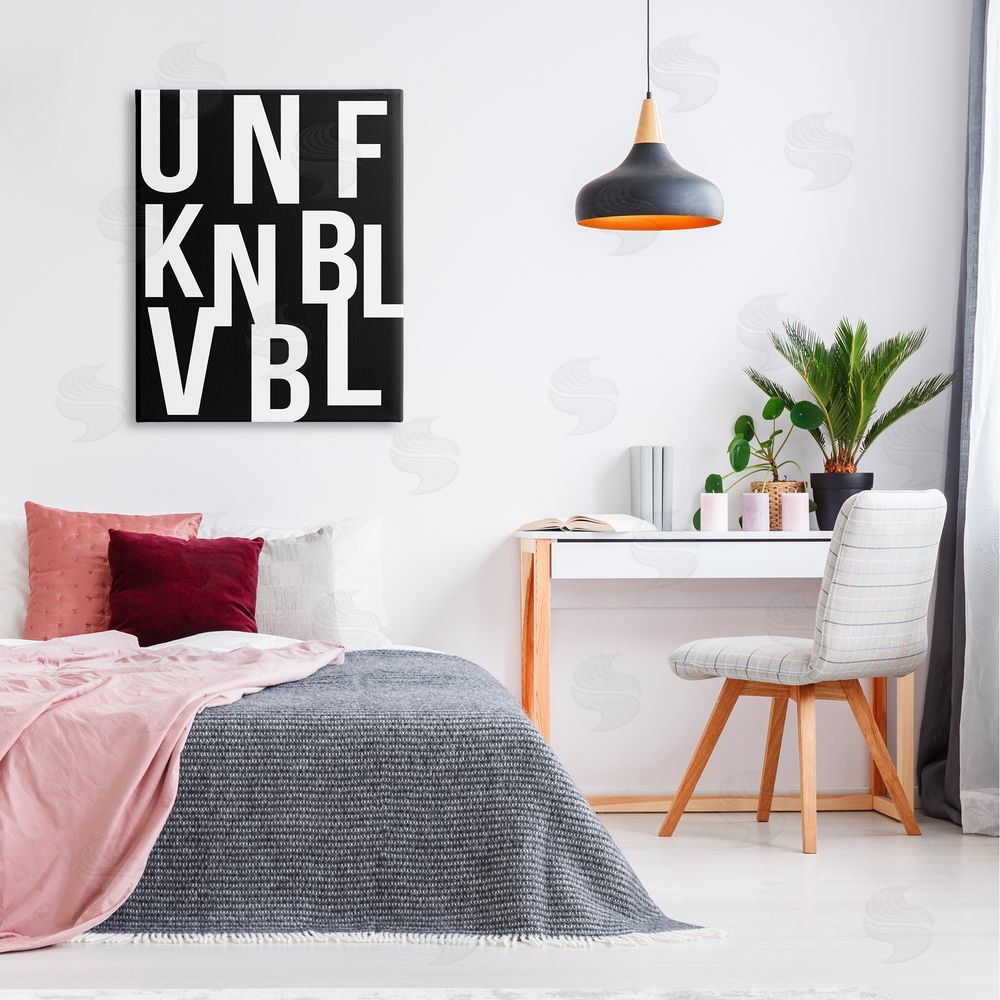 House of Lulu Unfknblvbl Funny Acronym Canvas Wall Art Print in Room