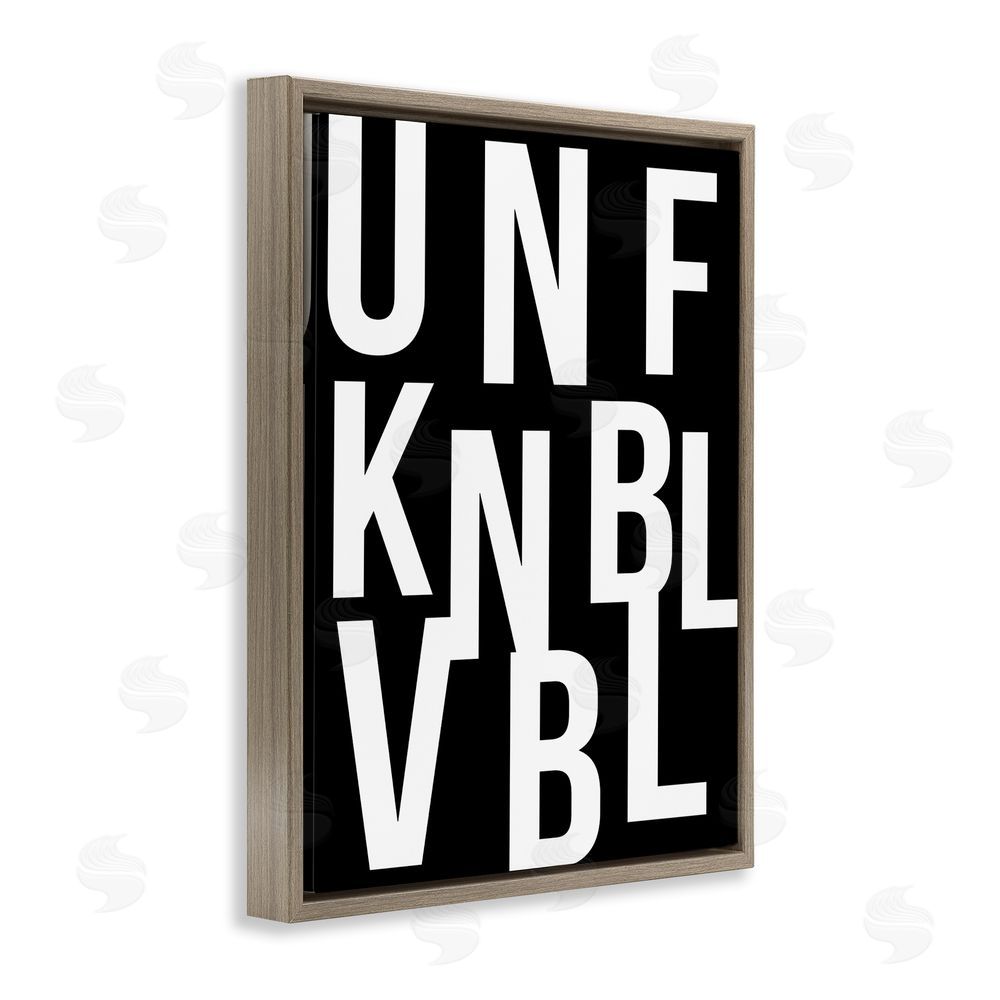 House of Lulu Unfknblvbl Funny Acronym Brown Floating Frame Canvas Wall Art Print