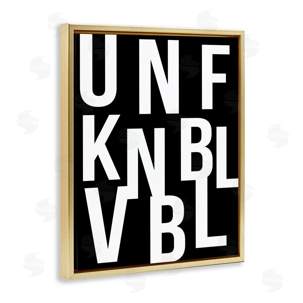 House of Lulu Unfknblvbl Funny Acronym Gold Floating Frame Canvas Wall Art Print