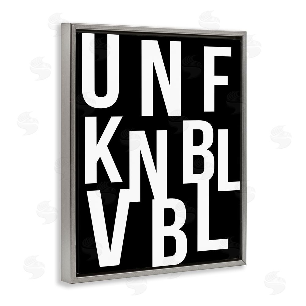 House of Lulu Unfknblvbl Funny Acronym Grey Floating Frame Canvas Wall Art Print