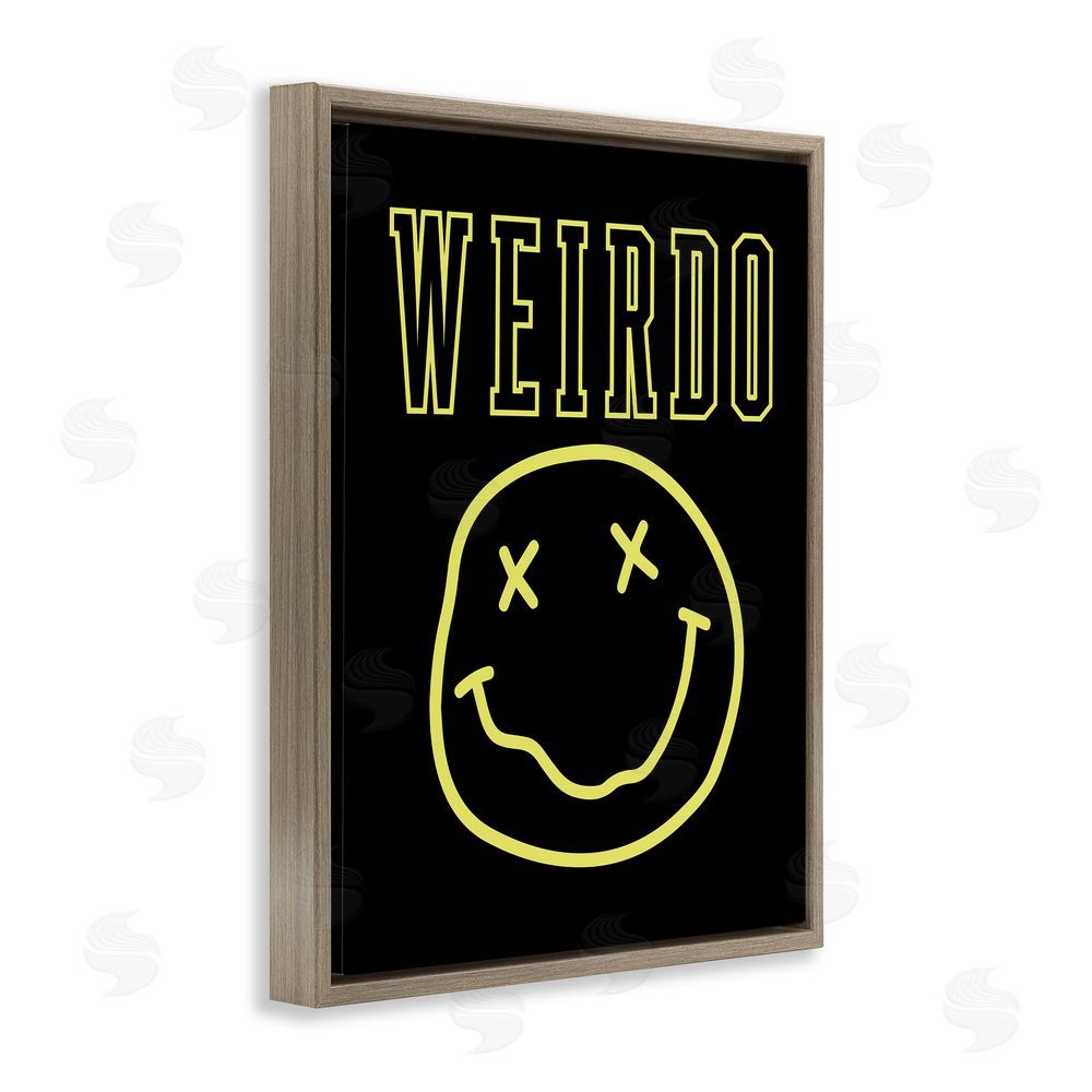 House of Lulu Weirdo Phrase with Smiley Brown Floating Frame Canvas Wall Art Print