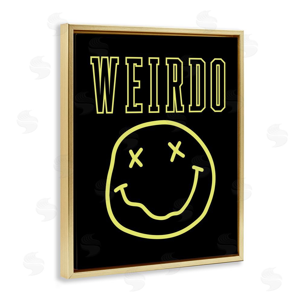 House of Lulu Weirdo Phrase with Smiley Gold Floating Frame Canvas Wall Art Print