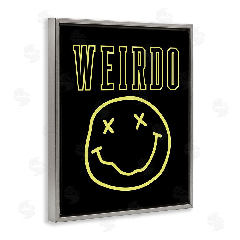 House of Lulu Weirdo Phrase with Smiley Grey Floating Frame Canvas Wall Art Print