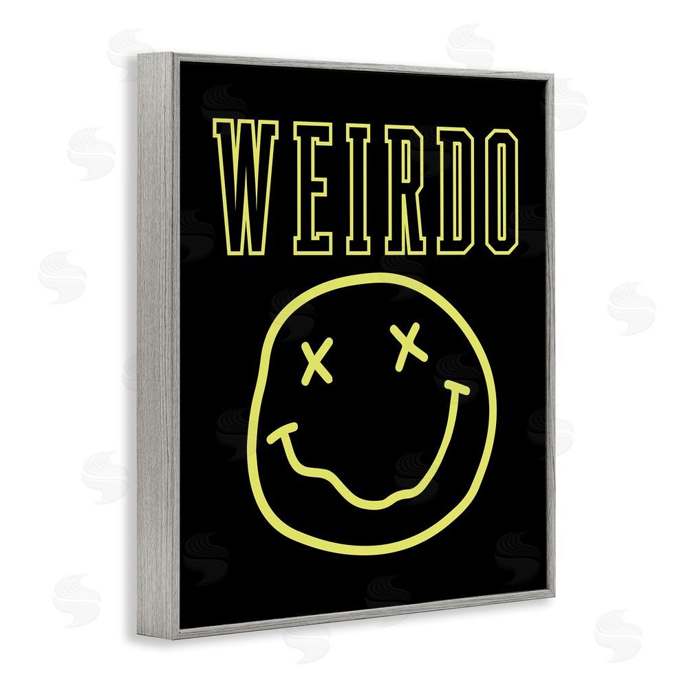 House of Lulu Weirdo Phrase with Smiley Gray Framed Giclee Wall Art Print