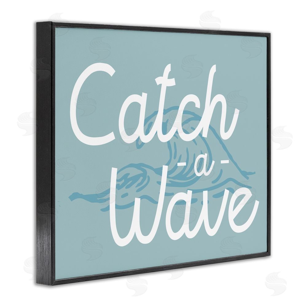 Stupell Studio Catch a Wave Phrase Black Framed Giclee Wall Art Print