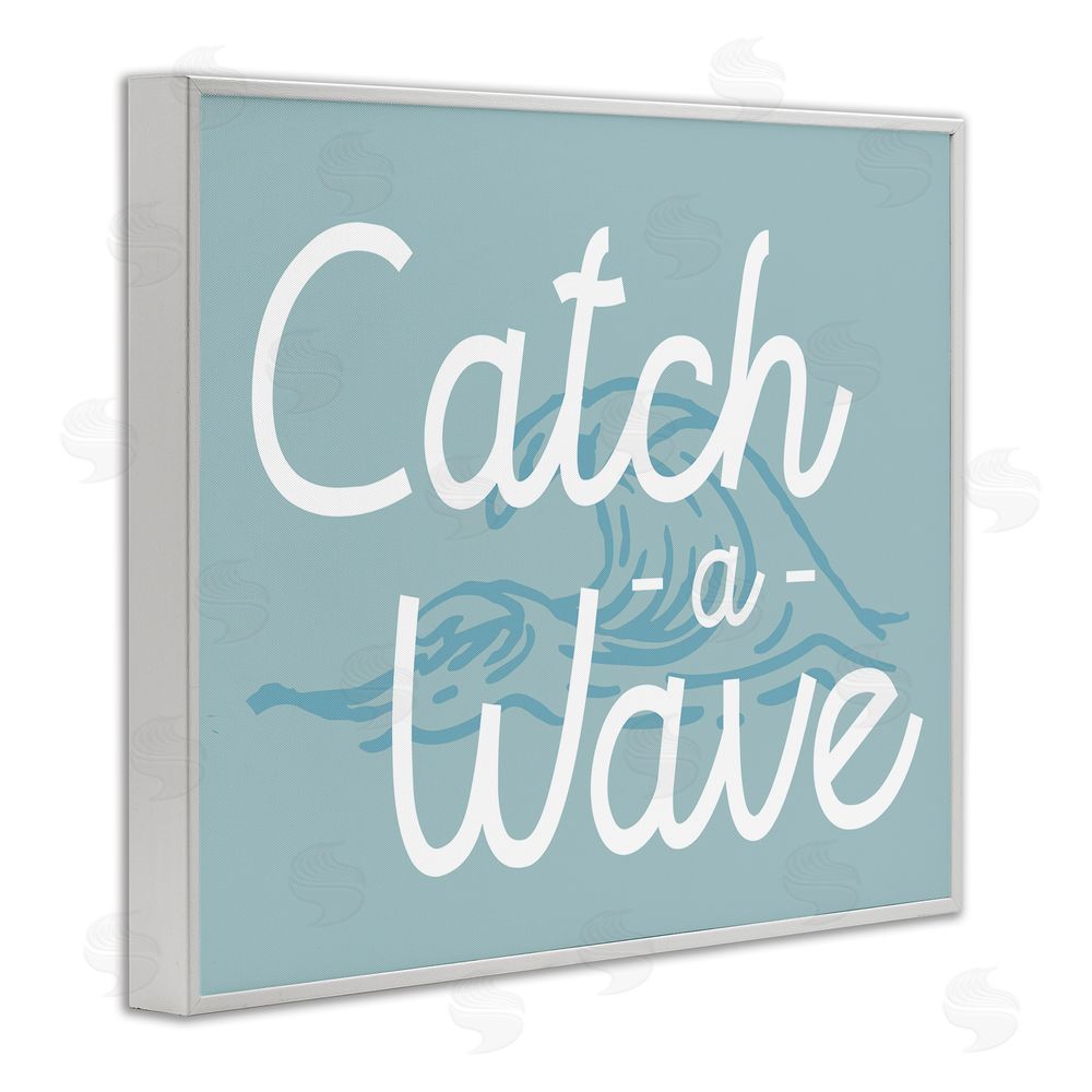 Stupell Studio Catch a Wave Phrase White Framed Giclee Wall Art Print