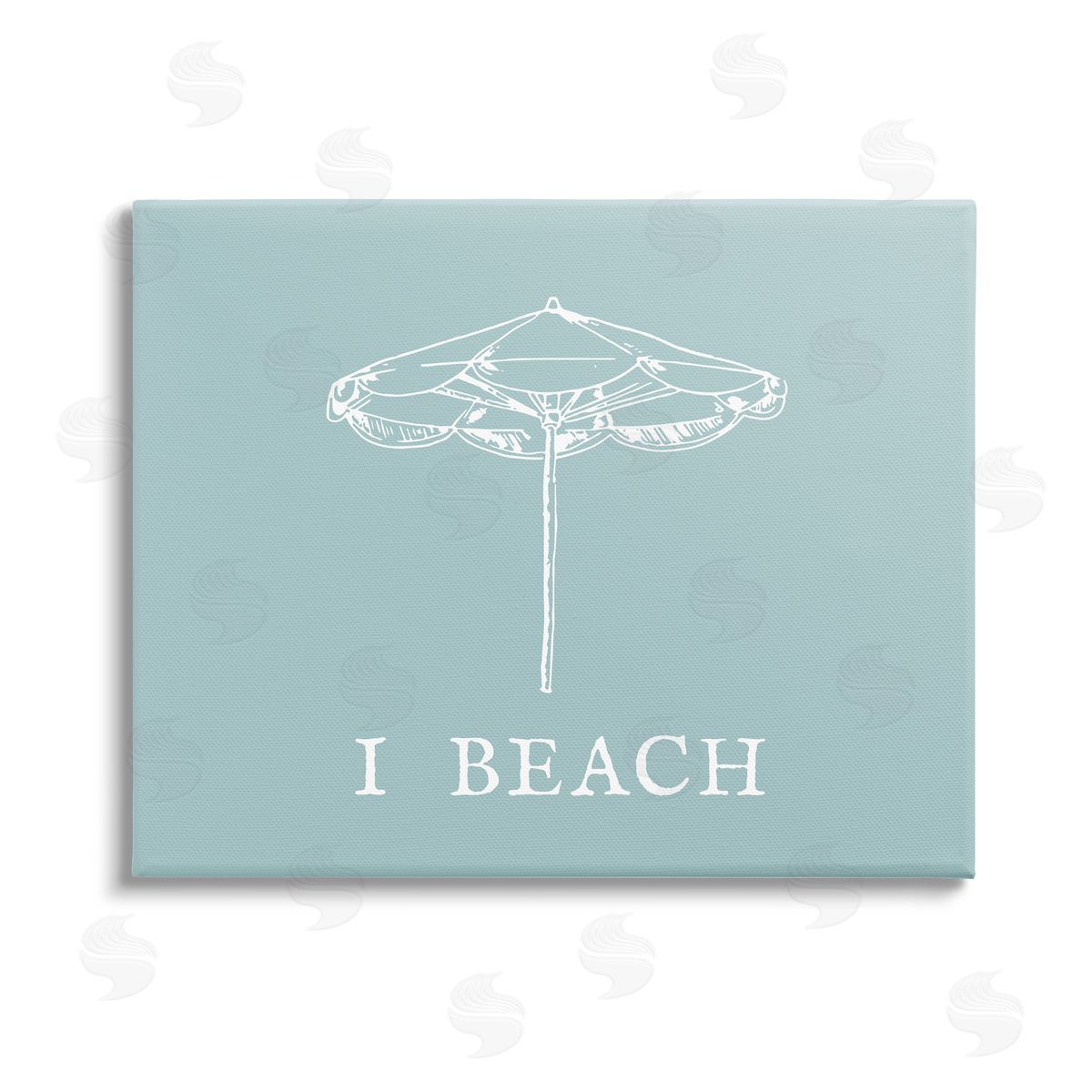 Stupell Studio I Beach Phrase with Umbrella Stretched Canvas Wall Art Print