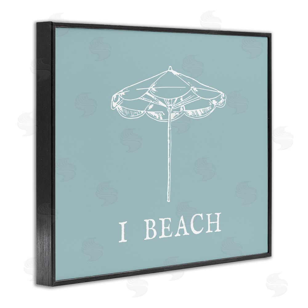 Stupell Studio I Beach Phrase with Umbrella Black Framed Giclee Wall Art Print