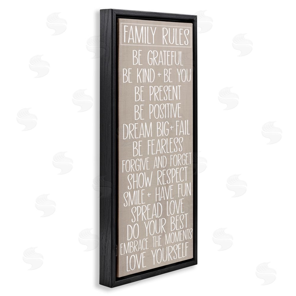 SunDance Group LLC Family Rules Uplifting List Black Floating Frame Canvas Wall Art Print