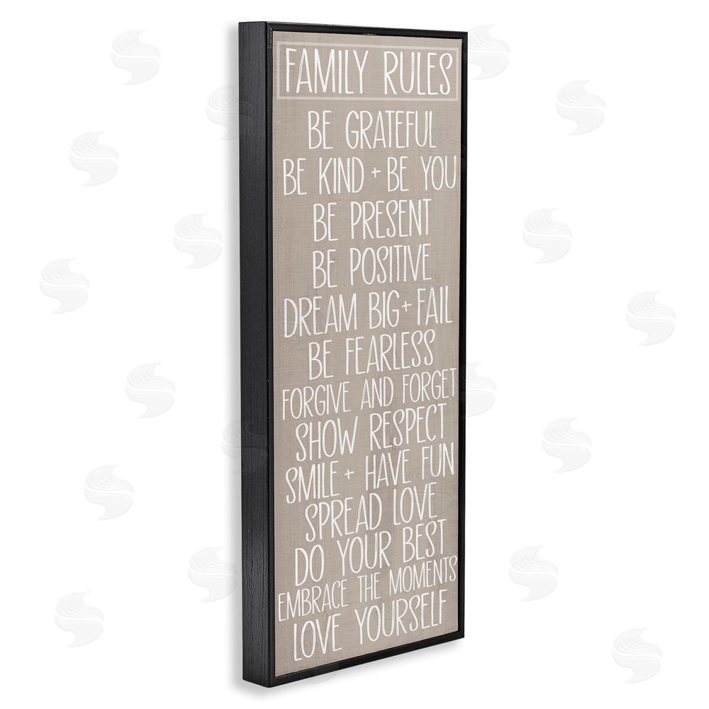 SunDance Group LLC Family Rules Uplifting List Black Framed Giclee Wall Art Print