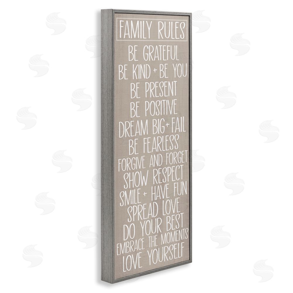 SunDance Group LLC Family Rules Uplifting List Gray Framed Giclee Wall Art Print